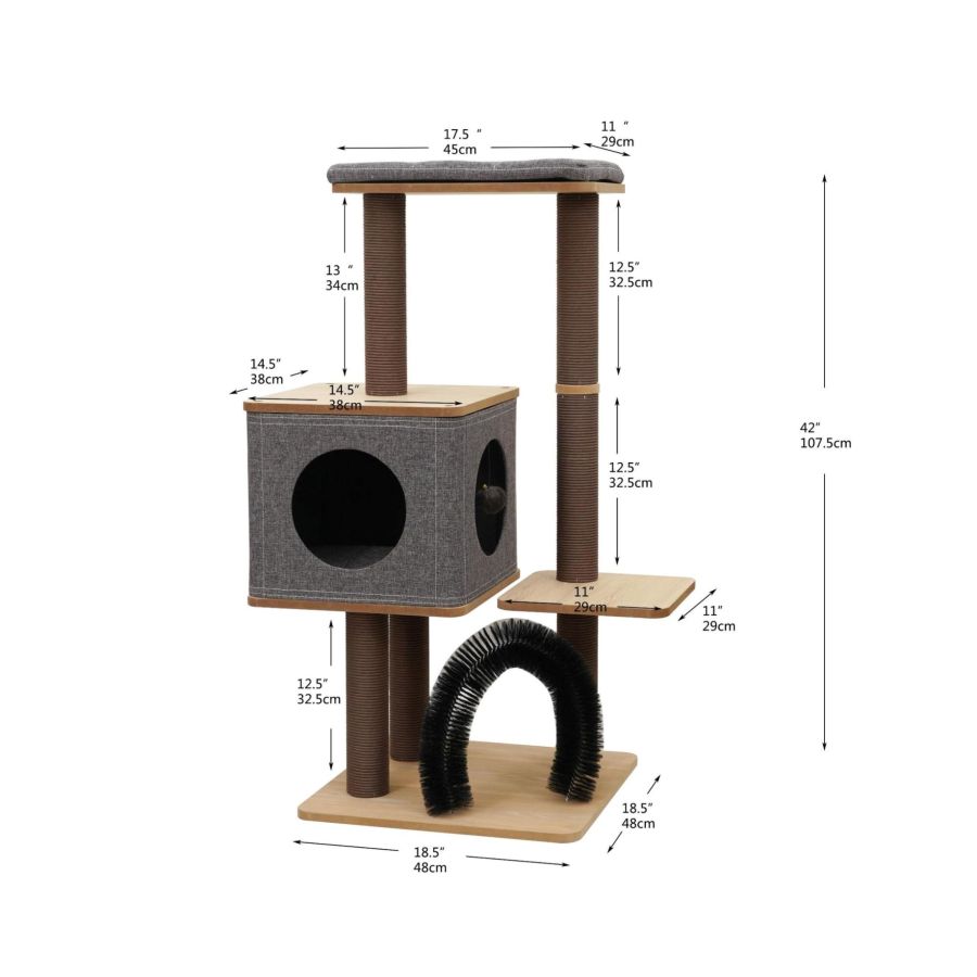 PetPals Elevate 3-Level Cat Tree Brown & Grey, 1ea/42 in