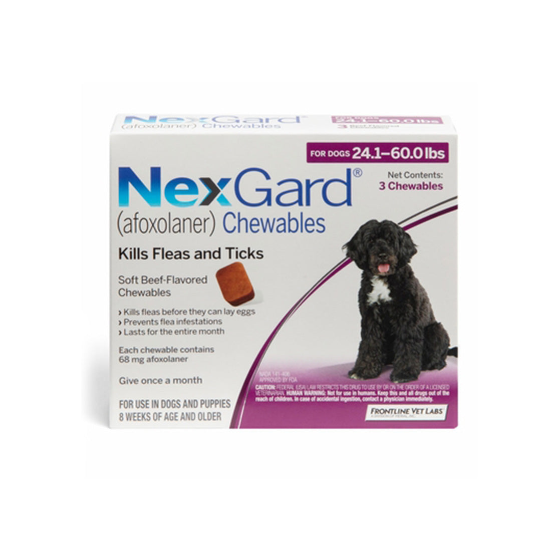 NexGard Chewables for Dogs, 24.1-60 lbs, 3 Chewable Tablets – Pet Barn