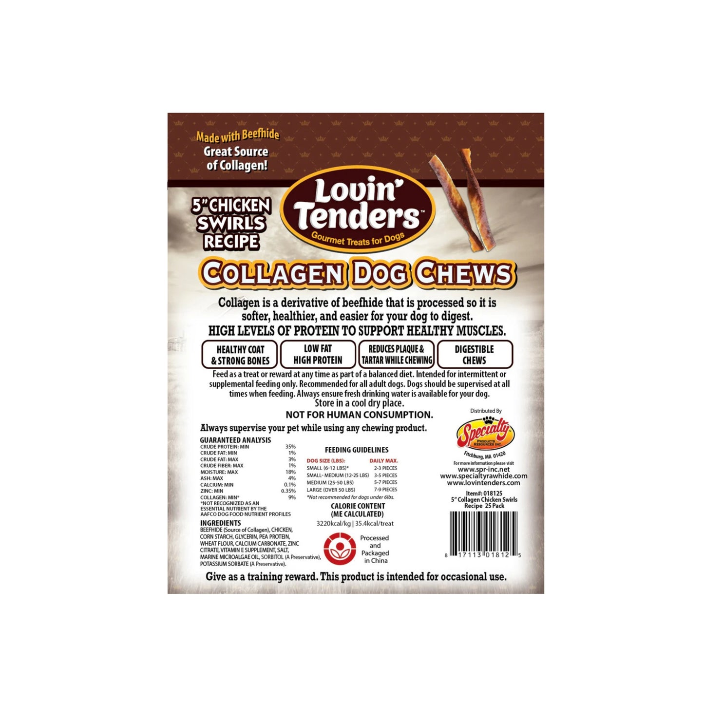Lovin Tenders Collagen Chicken Swirls Dog Chews 25-Pack