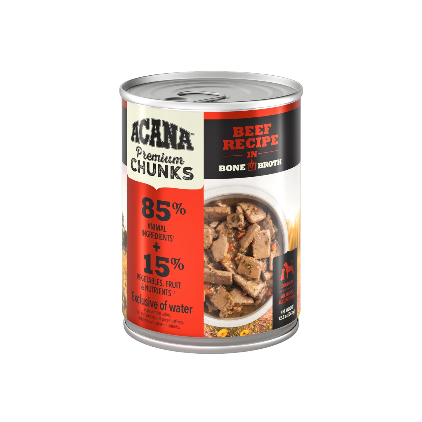 Acana Premium Chunks Wet Dog Food Beef Recipe in Bone Broth