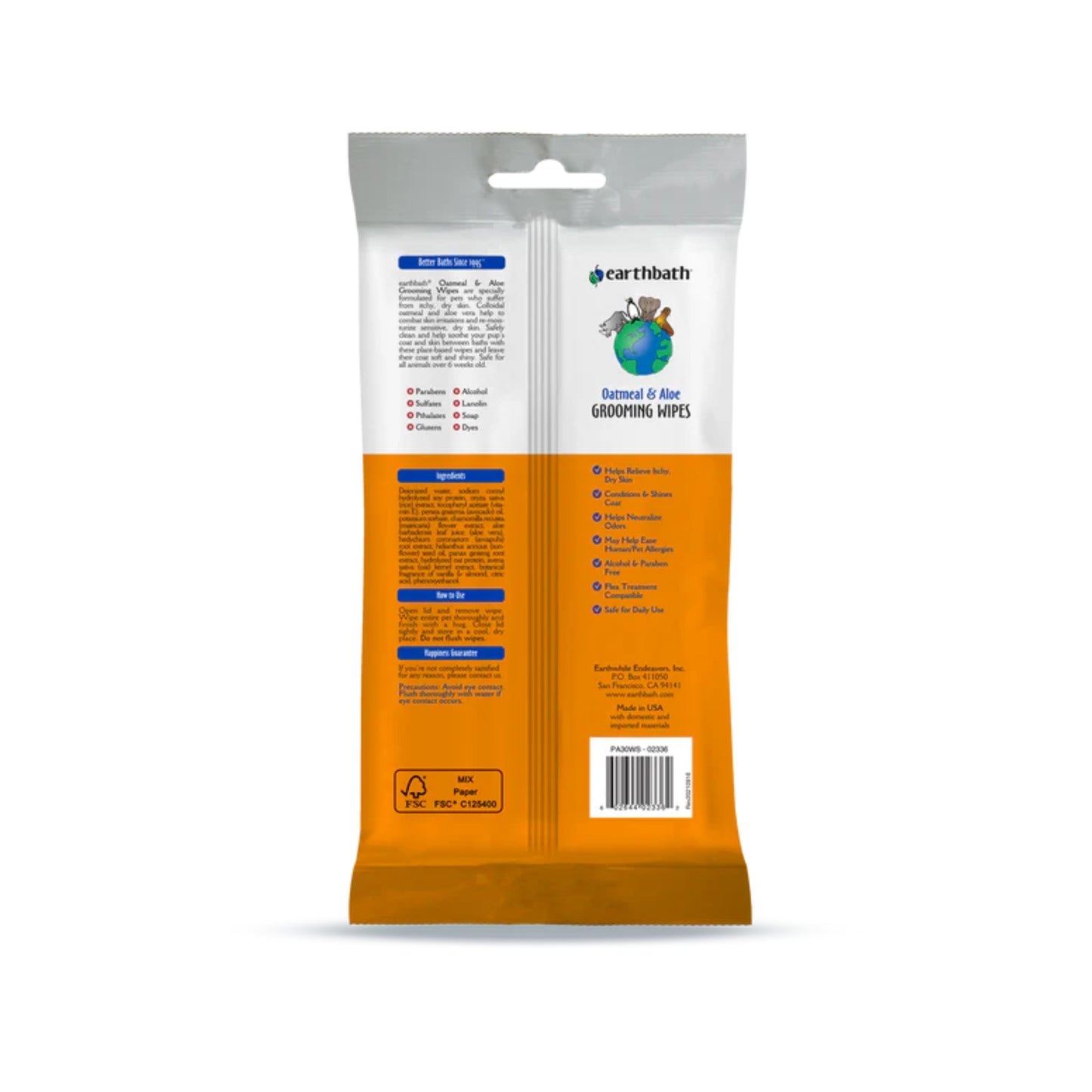 Earthbath Grooming Wipes - Oatmeal & Aloe