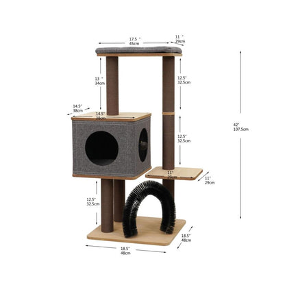 PetPals Elevate 3-Level Cat Tree Brown & Grey, 1ea/42 in
