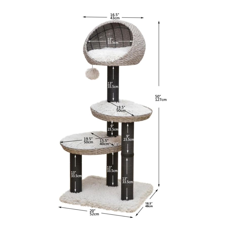 PetPals Tundra 3-Level Cat Tree Ivory, 1ea/50 in