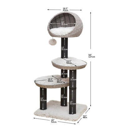 PetPals Tundra 3-Level Cat Tree Ivory, 1ea/50 in