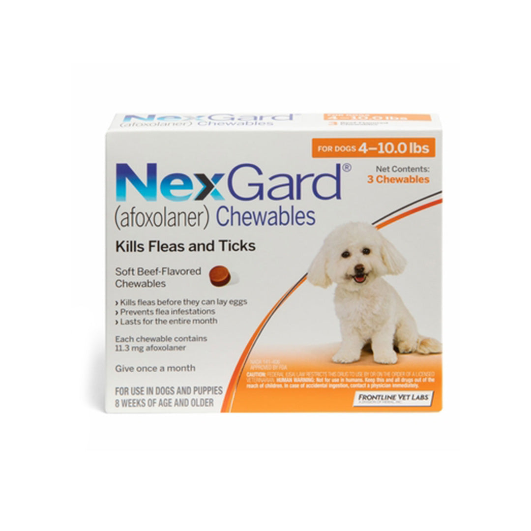 NexGard Chewables for Dogs, 4-10 lbs, 3 Chewable Tablets