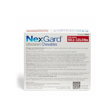 NexGard Chewables for Dogs, 60.1-121 lbs, 3 Chewable Tablets