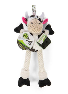goDog Checkers Skinny Durable Plush Dog Toy Cow, 1ea/SM