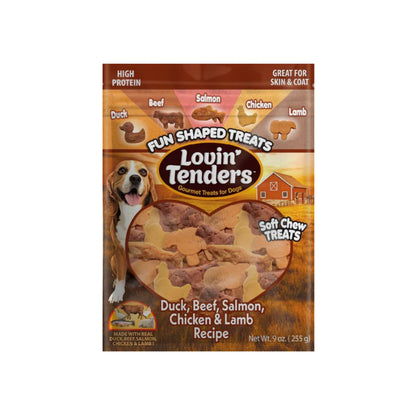 Lovin Tenders Animal Shapes– Duck, Beef, Salmon, Chicken & Lamb Soft Dog Treats