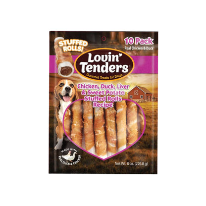 Lovin' Tenders Chicken, Duck & Liver Filled Rolls, Dog Treat 10-Pack