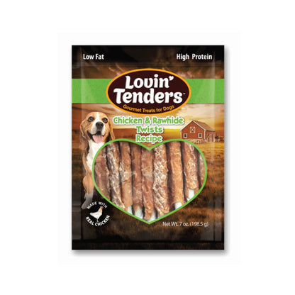 Lovin' Tenders Chicken & Rawhide Twists Dog Treat 7oz