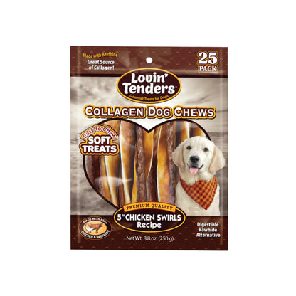Lovin Tenders Collagen Chicken Swirls Dog Chews 25-Pack