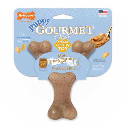 Nylabone Gourmet Style Strong Wishbone Puppy Chew Toy Peanut Butter, 1ea/SMall/Regular - Up To 25 Ibs. (1 ct)