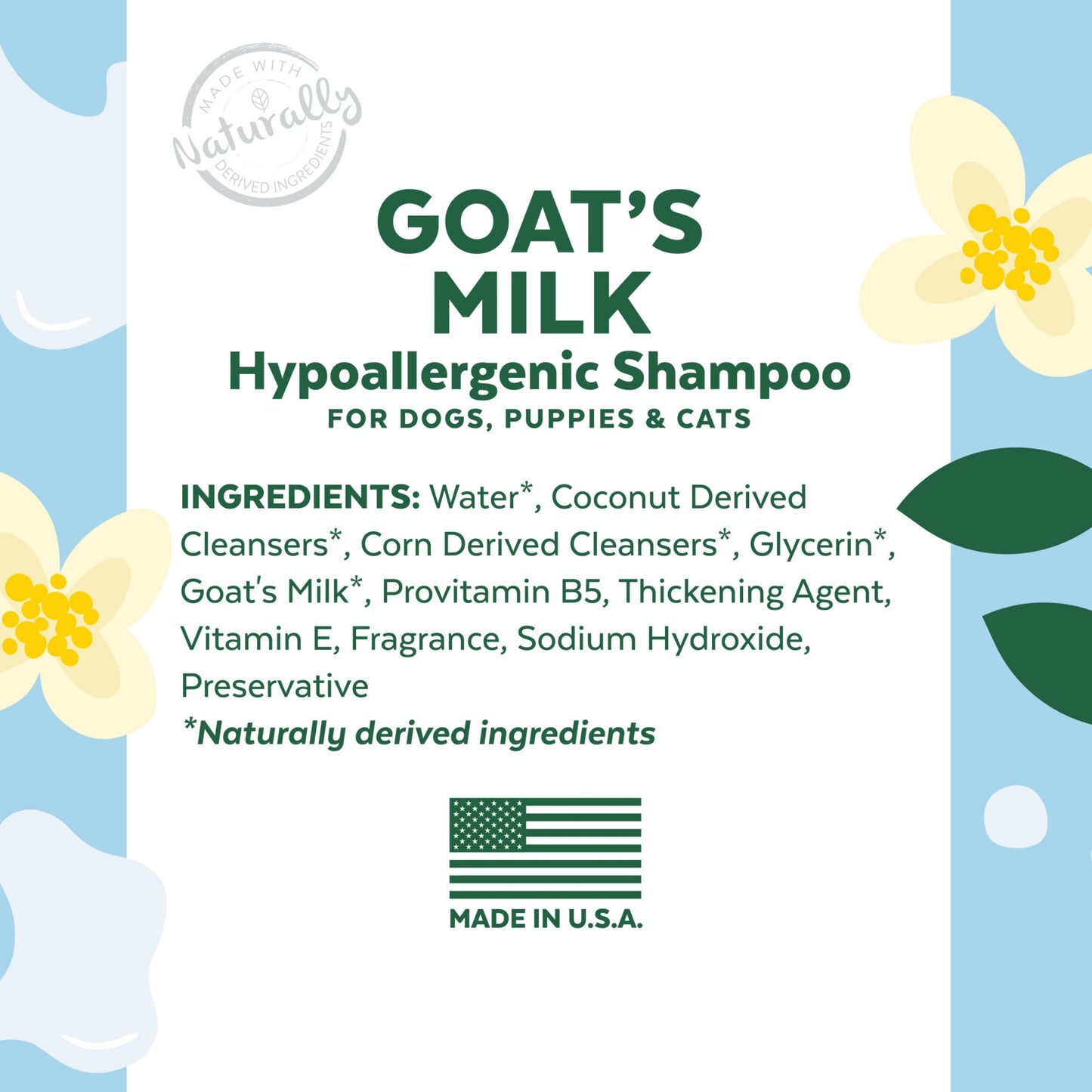 Tropiclean Essentials Goat’s Milk Hypoallergenic Shampoo for Dogs, Puppies and Cats