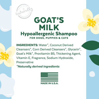 Tropiclean Essentials Goat’s Milk Hypoallergenic Shampoo for Dogs, Puppies and Cats