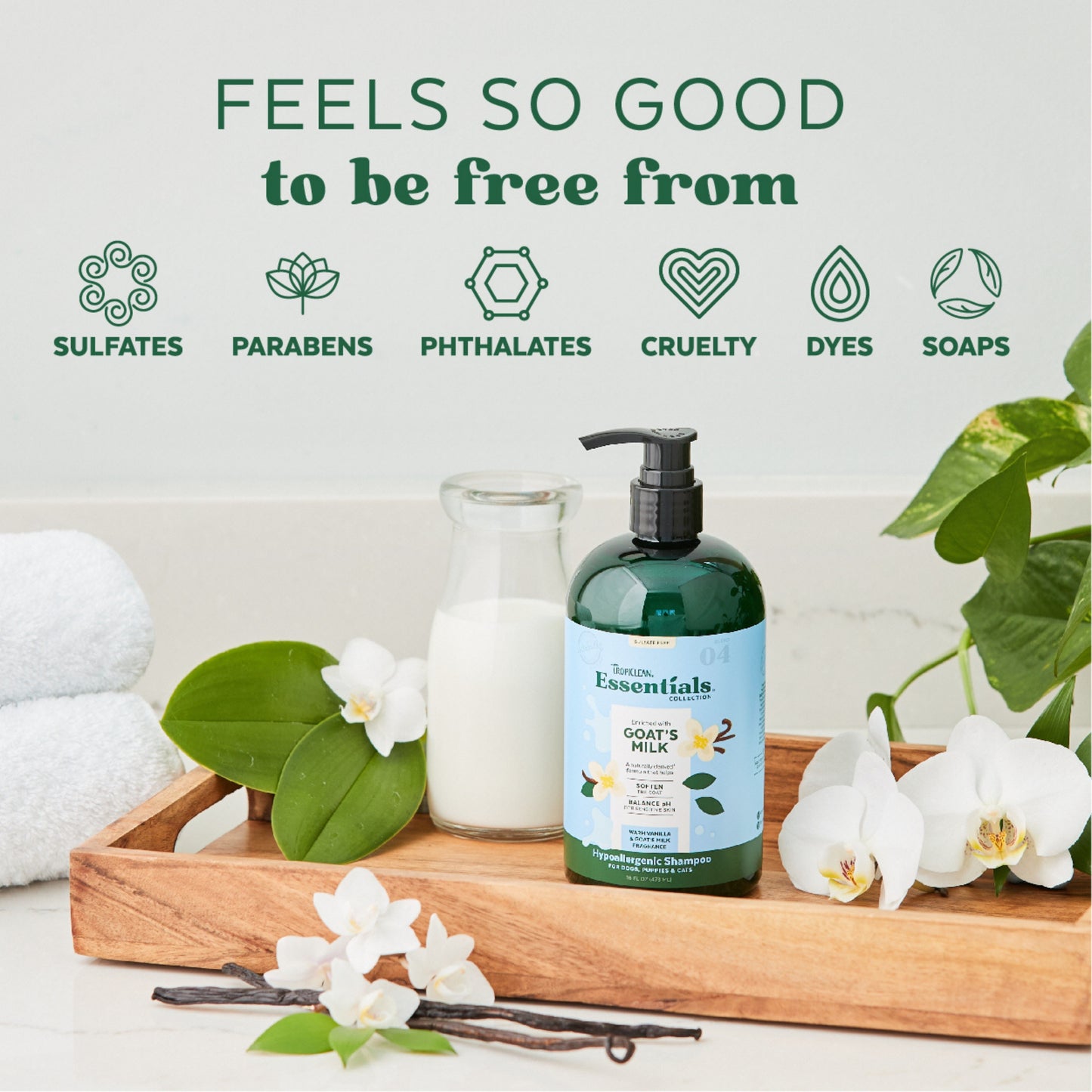 Tropiclean Essentials Goat’s Milk Hypoallergenic Shampoo for Dogs, Puppies and Cats