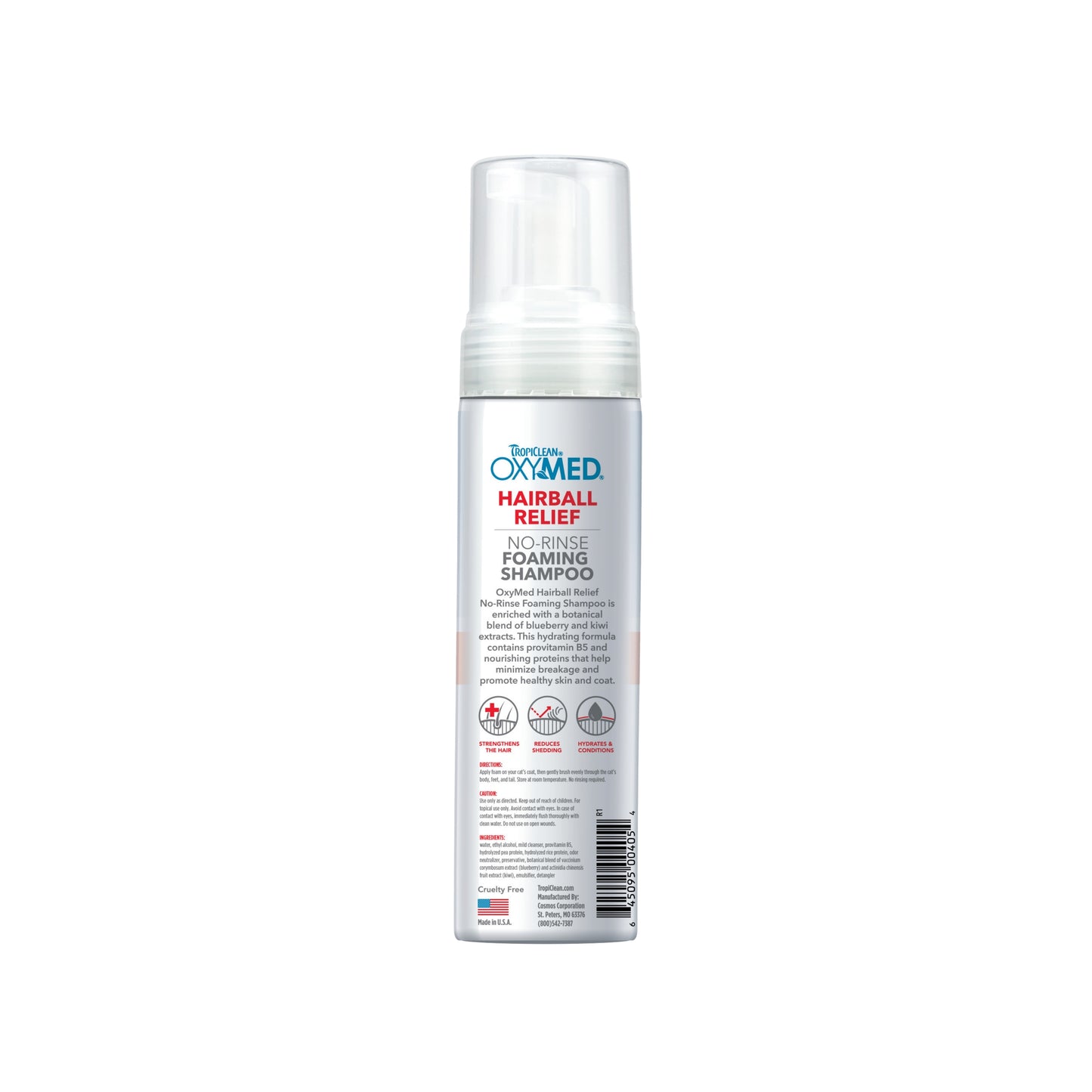 Tropiclean Oxymed Hairball Relief No-Rinse Foaming Shampoo for Cats