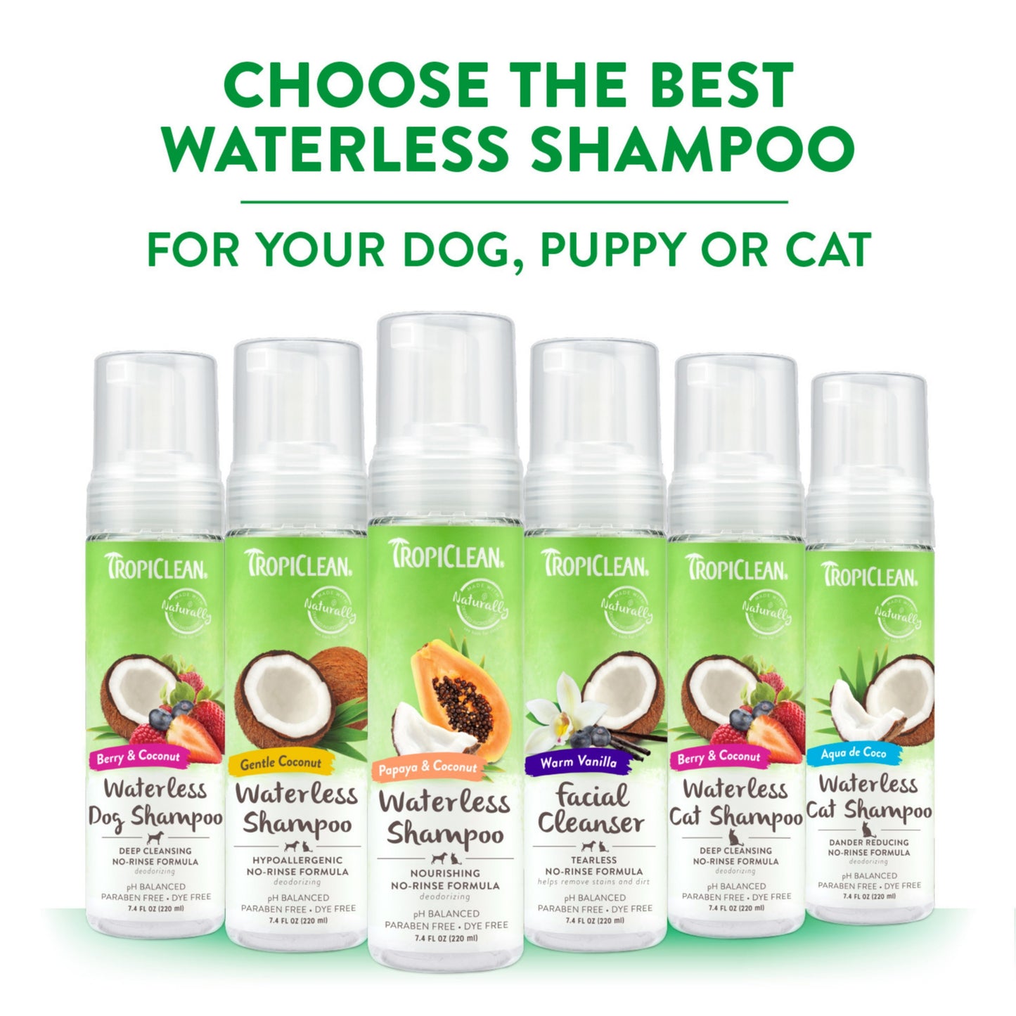 Tropiclean Papaya & Coconut Waterless Shampoo for Pets