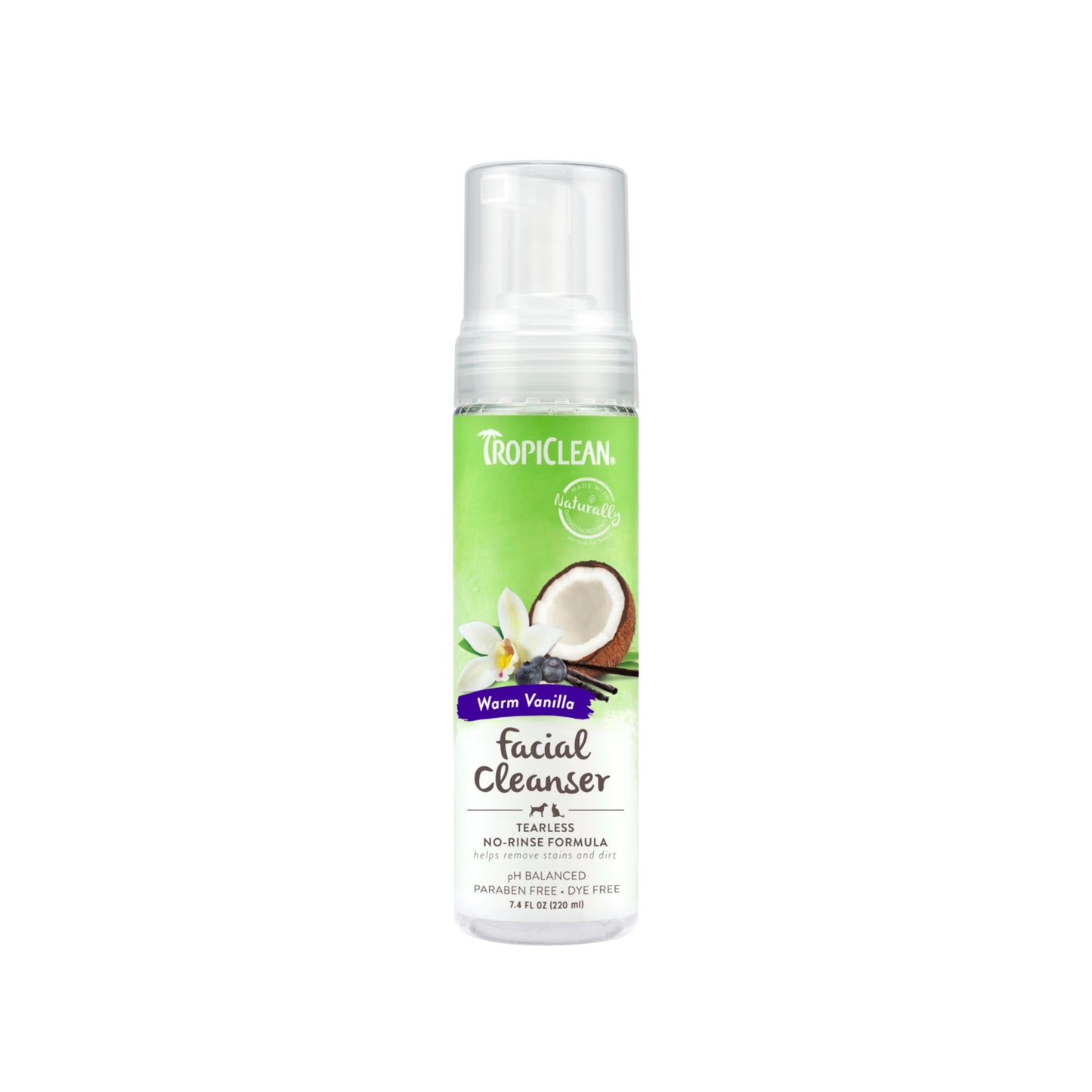 Tropiclean Warm Vanilla Waterless Facial Cleanser for Pets