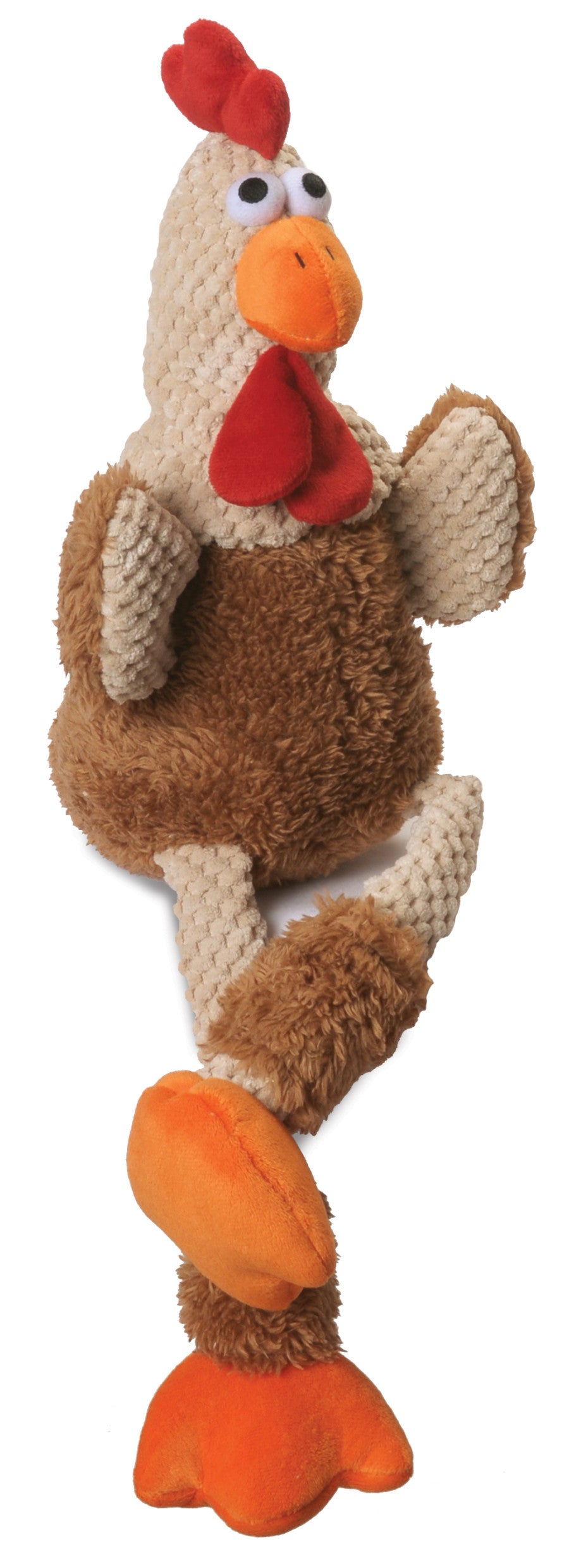 goDog Checkers Rooster with Chew Guard Technology Tough Plush Dog Toy Brown, 1ea/SM